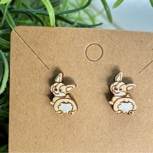 Hand Painted Corgi Dog Wood Stud Earrings